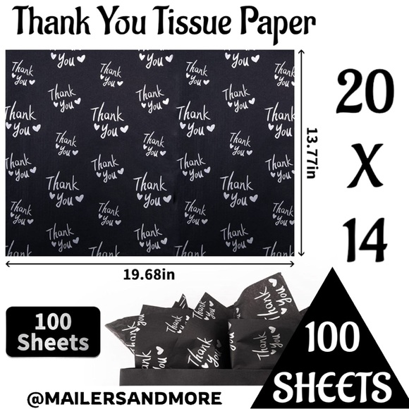 100 Thank You Tissue Paper Sheets, 20x14 PRICE IS FIRM - Picture 2 of 8